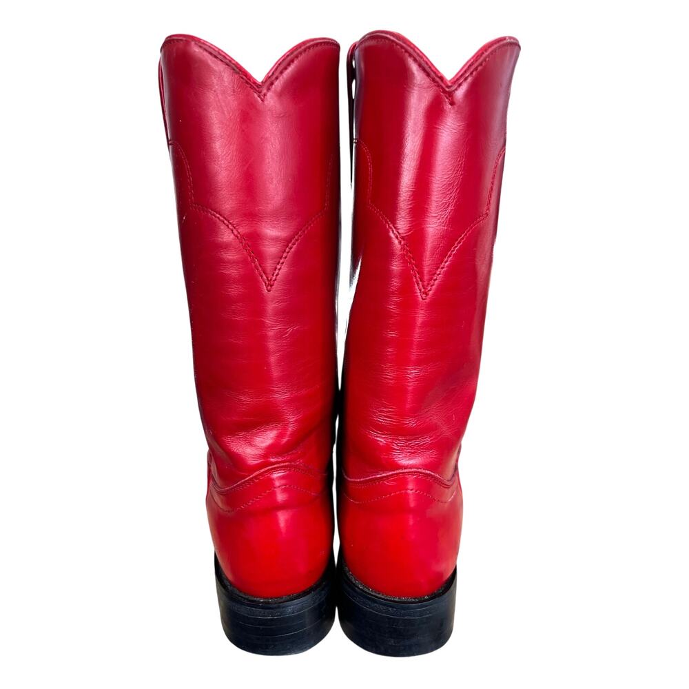 Vintage Tony Lama Women’s Red Leather Roper Cowgirl Boots Size US 6 - Picture 8 of 11